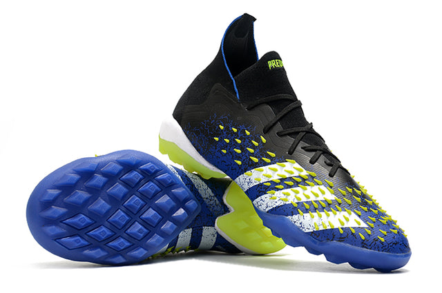 Adidas Predator Freak.1 FG Firm-Ground Soccer Cleats - Black/Blue/Yellow (High-Top)