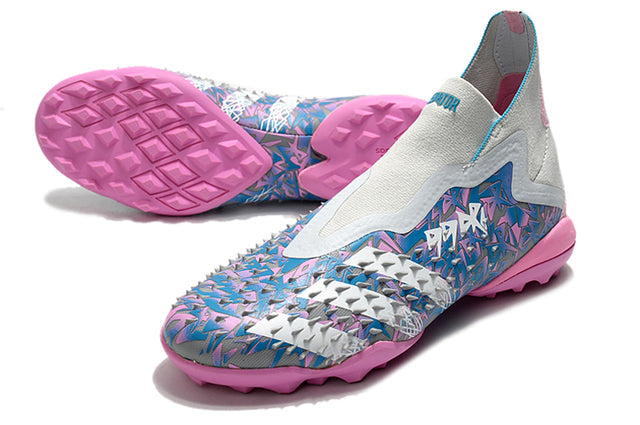 Adidas Predator Freak+ FG Soccer Cleats – High Top – White/Blue/Pink