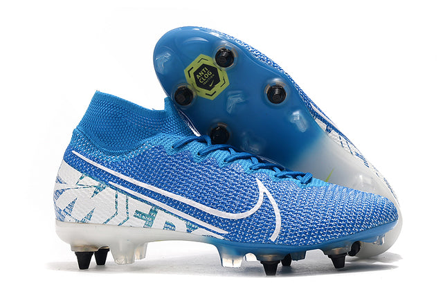 Nike Mercurial Superfly 7 Elite SG-PRO Anti-Clog Turf Soccer Cleats - Blue/White