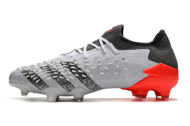 Adidas Predator Freak .1 FG Soccer Cleats – Low Top – White/Iron Metallic/Solar Red