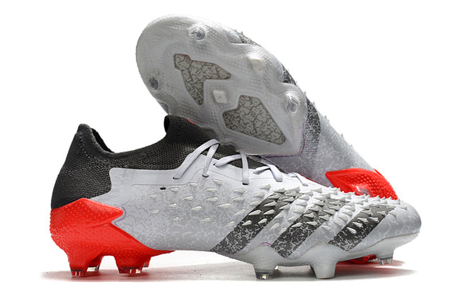 Adidas Predator Freak .1 FG Soccer Cleats – Low Top – White/Iron Metallic/Solar Red