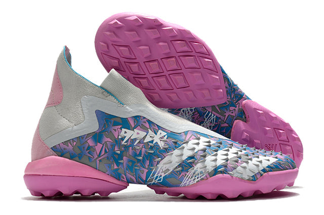 Adidas Predator Freak+ FG Soccer Cleats – High Top – White/Blue/Pink