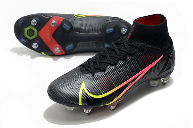 Nike Mercurial Superfly VIII Elite SG-PRO Anti-Clog Turf Soccer Cleat Black/Yellow - Cano Alto