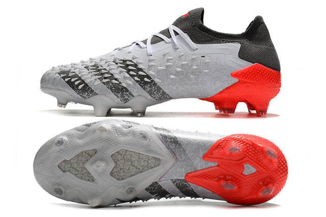 Adidas Predator Freak .1 FG Soccer Cleats – Low Top – White/Iron Metallic/Solar Red