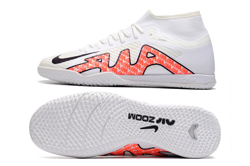 Nike Air Zoom Superfly 9 TF Futsal Boot - White/Orange - High Top