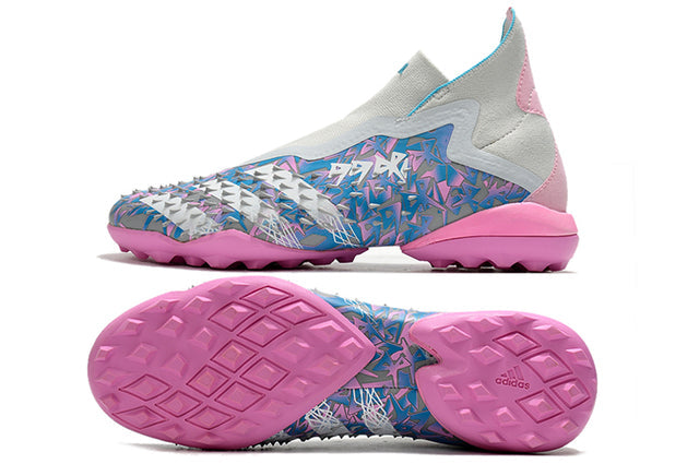 Adidas Predator Freak+ FG Soccer Cleats – High Top – White/Blue/Pink