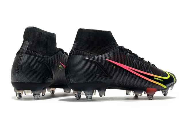 Nike Mercurial Superfly VIII Elite SG-PRO Anti-Clog Turf Soccer Cleat Black/Yellow - Cano Alto